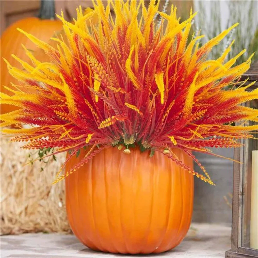 10 Bundles Artificial Fall Flowers for Outdoors Fake Plants UV Resistant Plastic